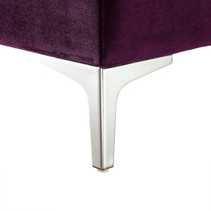Homeroots 35" Purple And Silver Velvet Tufted Club Chair Purple  534116