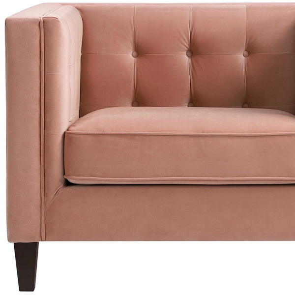 Homeroots 34" Blush And Espresso Velvet Tufted Club Chair Blush  534117
