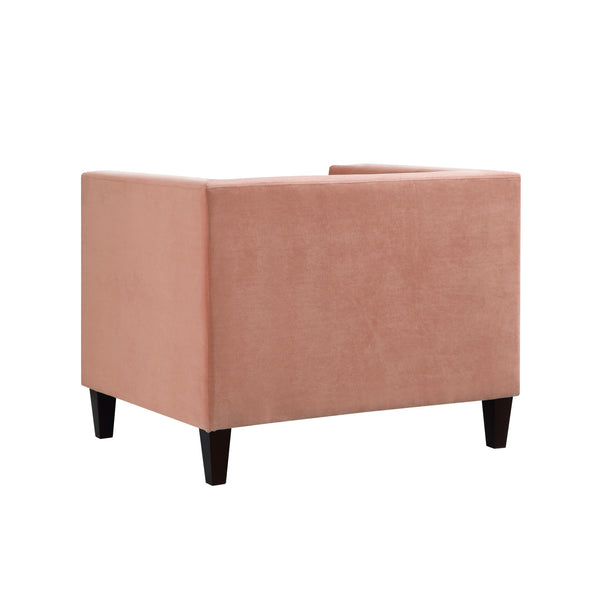 Homeroots 34" Blush And Espresso Velvet Tufted Club Chair Blush  534117