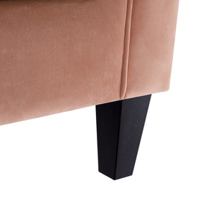 Homeroots 34" Blush And Espresso Velvet Tufted Club Chair Blush  534117