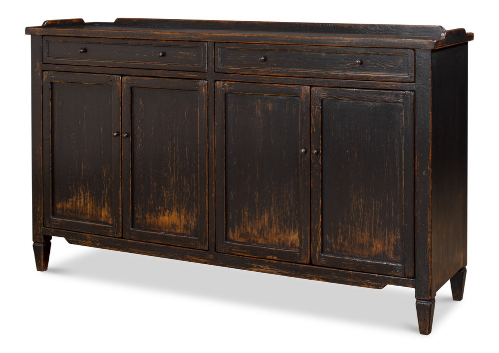 Sarreid Madigan Sideboard: Elegant Antique Black Finish With Reclaimed Wood For Timeless Home Style Black  53412-5