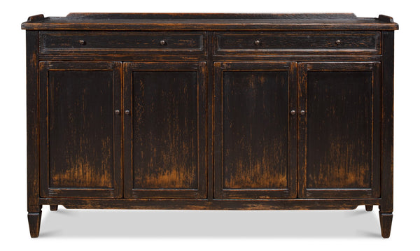 Sarreid Madigan Sideboard: Elegant Antique Black Finish With Reclaimed Wood For Timeless Home Style Black  53412-5
