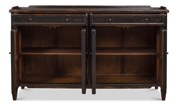 Sarreid Madigan Sideboard: Elegant Antique Black Finish With Reclaimed Wood For Timeless Home Style Black  53412-5