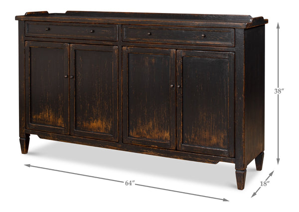 Sarreid Madigan Sideboard: Elegant Antique Black Finish With Reclaimed Wood For Timeless Home Style Black  53412-5