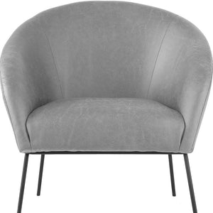 Homeroots 31" Light Gray And Black Faux Leather Barrel Chair   534129