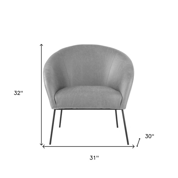 Homeroots 31" Light Gray And Black Faux Leather Barrel Chair   534129