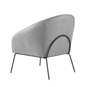 Homeroots 31" Light Gray And Black Faux Leather Barrel Chair   534129