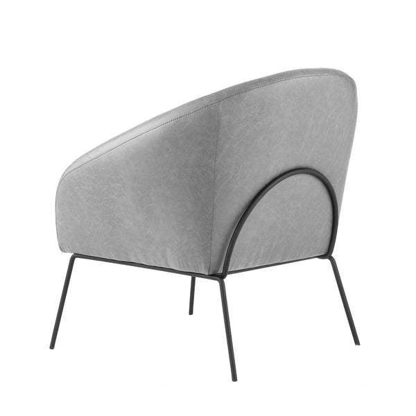 Homeroots 31" Light Gray And Black Faux Leather Barrel Chair   534129