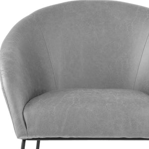 Homeroots 31" Light Gray And Black Faux Leather Barrel Chair   534129