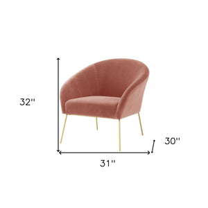 Homeroots 31" Blush And Gold Velvet Barrel Chair   534131