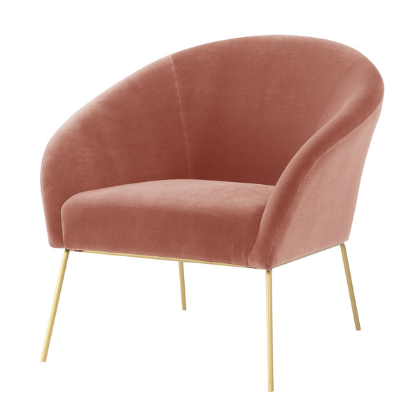 Homeroots 31" Blush And Gold Velvet Barrel Chair   534131