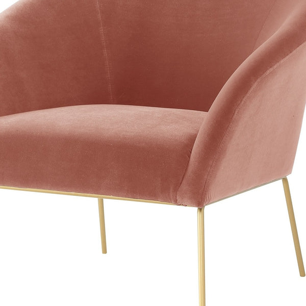 Homeroots 31" Blush And Gold Velvet Barrel Chair   534131