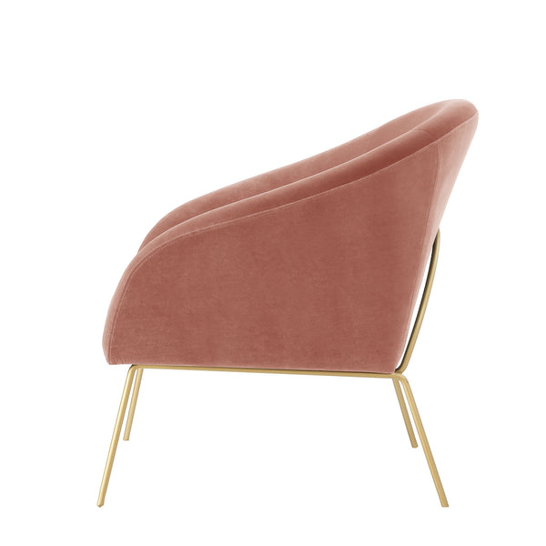 Homeroots 31" Blush And Gold Velvet Barrel Chair   534131