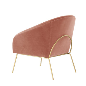Homeroots 31" Blush And Gold Velvet Barrel Chair   534131