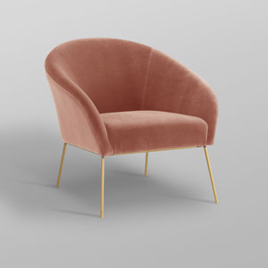 Homeroots 31" Blush And Gold Velvet Barrel Chair   534131