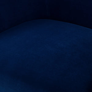 Homeroots 31" Navy Blue And Gold Velvet Barrel Chair   534133