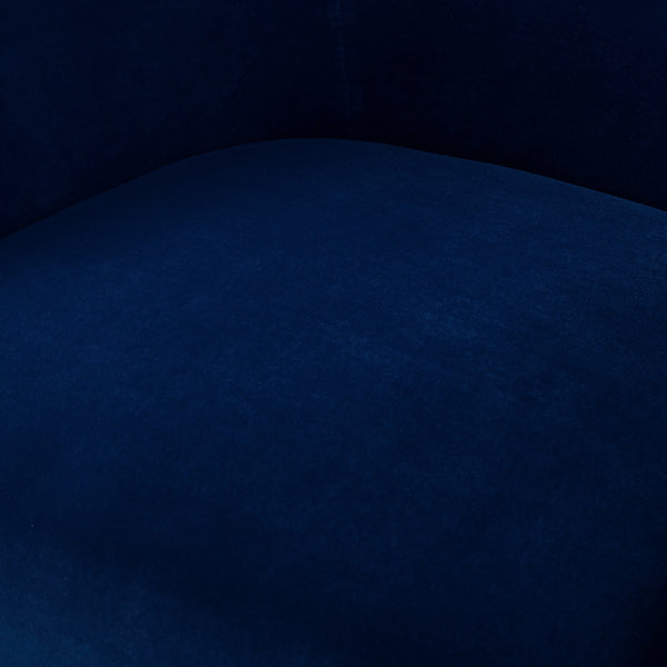 Homeroots 31" Navy Blue And Gold Velvet Barrel Chair   534133