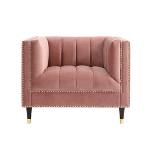 Homeroots 34" Blush And Gold Velvet Tufted Club Chair Blush,Gold  534134