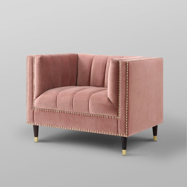 Homeroots 34" Blush And Gold Velvet Tufted Club Chair Blush,Gold  534134