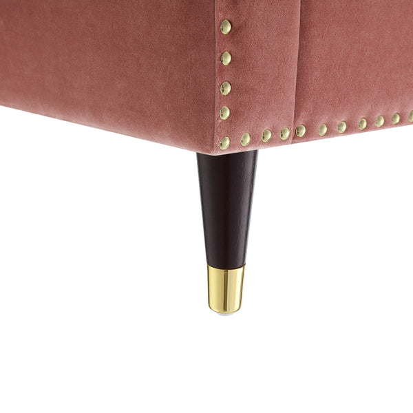 Homeroots 34" Blush And Gold Velvet Tufted Club Chair Blush,Gold  534134