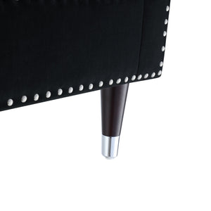 Homeroots 34" Black And Silver Velvet Tufted Club Chair Black,Chrome  534135