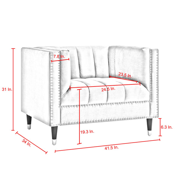 Homeroots 34" Black And Silver Velvet Tufted Club Chair Black,Chrome  534135