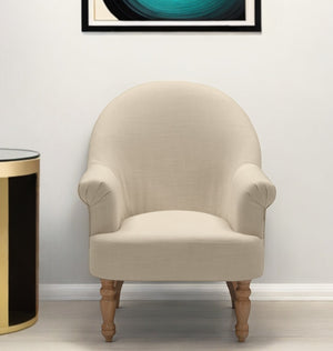 Homeroots 33" Pale Beige And Brown Linen Arm Chair Light Beige  534139