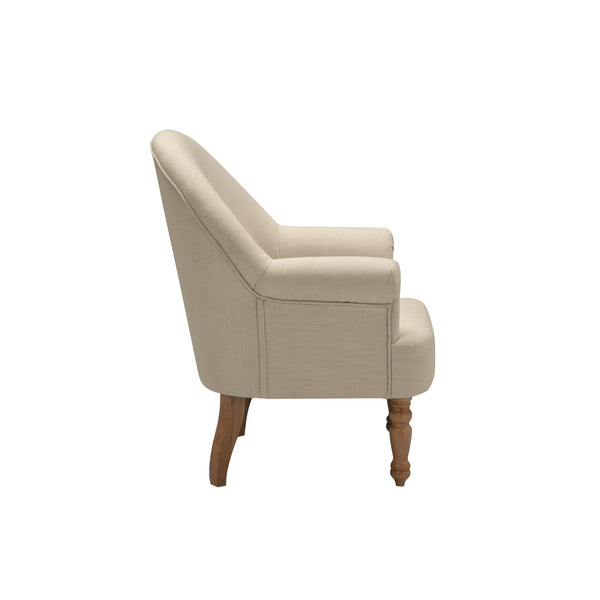 Homeroots 33" Pale Beige And Brown Linen Arm Chair Light Beige  534139