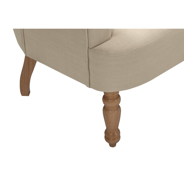 Homeroots 33" Pale Beige And Brown Linen Arm Chair Light Beige  534139