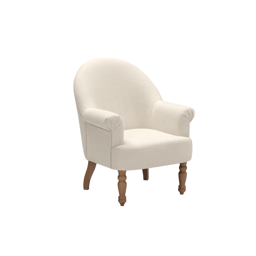 Homeroots 33" Cream And Brown Linen Arm Chair Cream White  534140