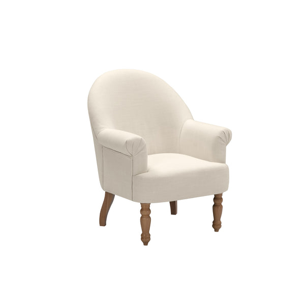 Homeroots 33" Cream And Brown Linen Arm Chair Cream White  534140