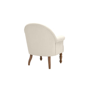 Homeroots 33" Cream And Brown Linen Arm Chair Cream White  534140