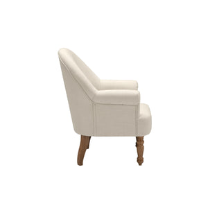 Homeroots 33" Cream And Brown Linen Arm Chair Cream White  534140