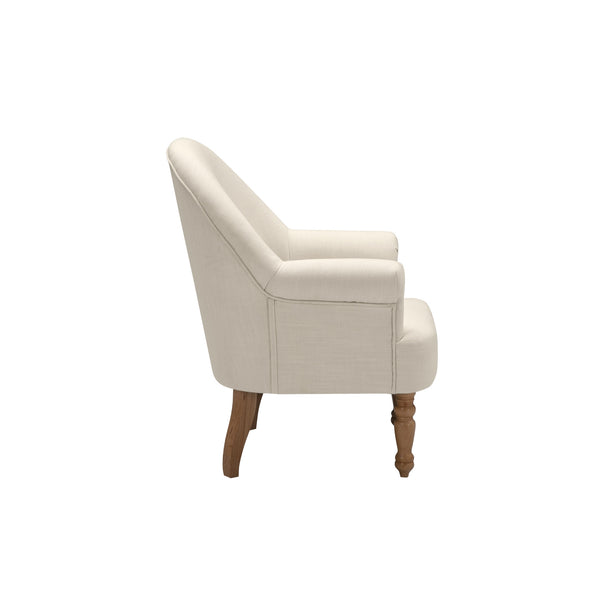 Homeroots 33" Cream And Brown Linen Arm Chair Cream White  534140
