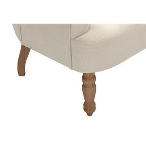 Homeroots 33" Cream And Brown Linen Arm Chair Cream White  534140