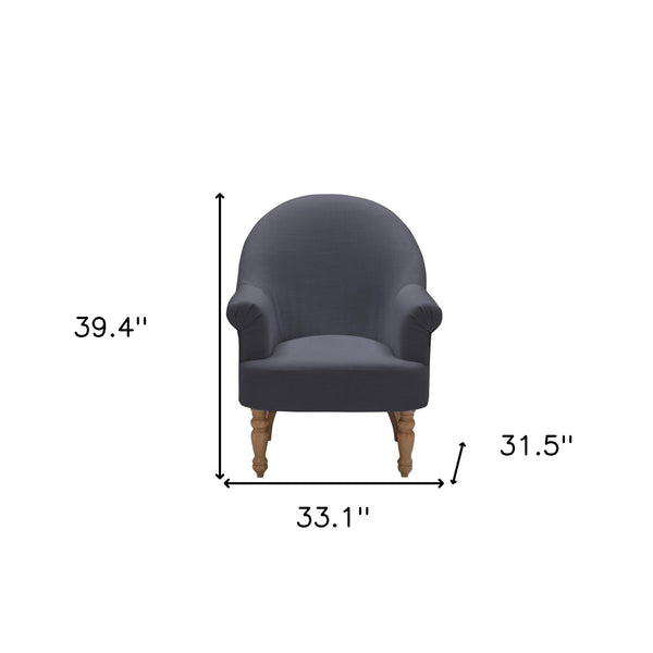 Homeroots 33" Dark Gray And Brown Linen Arm Chair Dark Grey  534141