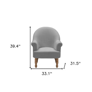 Homeroots 33" Gray And Brown Linen Arm Chair Grey  534142