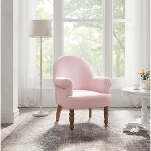 Homeroots 33" Pink And Brown Linen Arm Chair Pink  534143