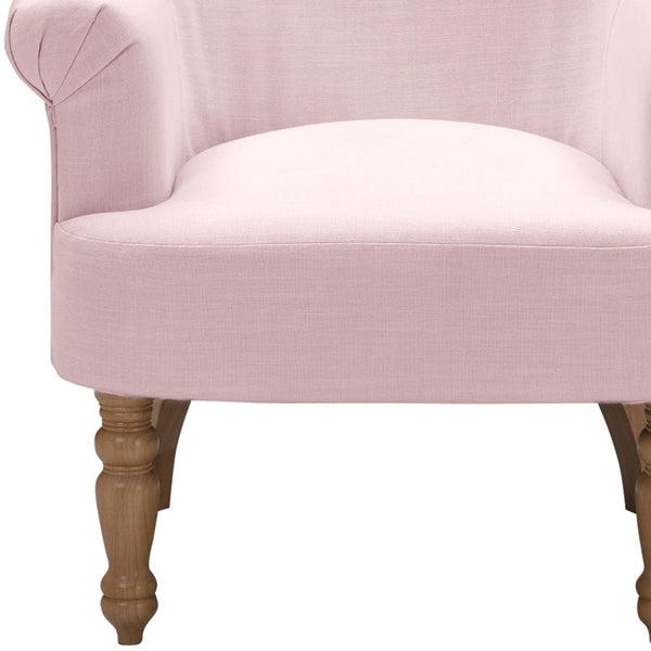 Homeroots 33" Pink And Brown Linen Arm Chair Pink  534143