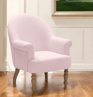 Homeroots 33" Pink And Brown Linen Arm Chair Pink  534143