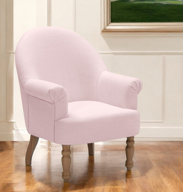 Homeroots 33" Pink And Brown Linen Arm Chair Pink  534143