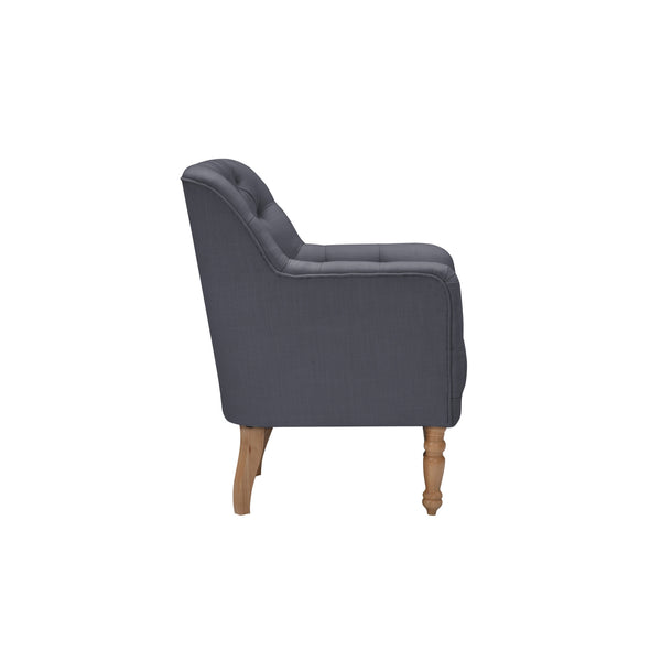 Homeroots 32" Dark Gray And Brown Linen Tufted Arm Chair Dark Grey  534146