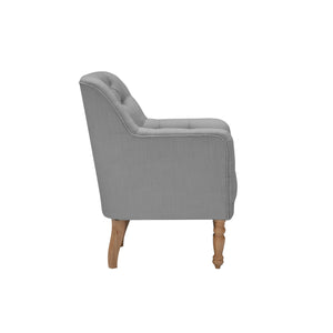 Homeroots 32" Gray And Brown Linen Tufted Arm Chair Grey  534147