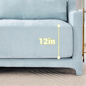 English Elm Two-Seater Sofa Set In Sky Blue Chenille With Ottoman & Lumbar Pillows - Elegant, Ergonomic Comfort W714S01204-GIGA