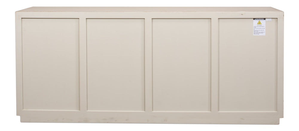 Sarreid Hollis 4 Door Sideboard In Stone Grey With Natural Doors - Stylish Reclaimed Pine Storage Solution Grey  53415-1