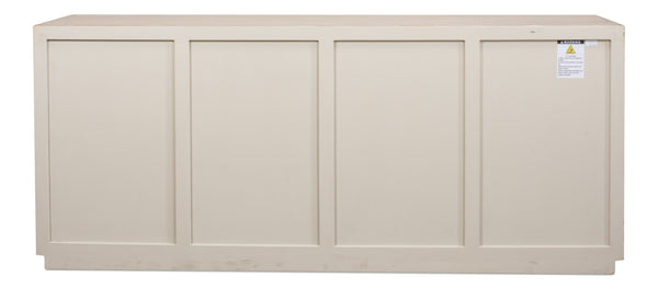 Sarreid Hollis 4 Door Sideboard In Stone Grey With Natural Doors - Stylish Reclaimed Pine Storage Solution Grey  53415-1