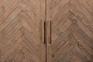 Sarreid Hollis 4 Door Sideboard In Stone Grey With Natural Doors - Stylish Reclaimed Pine Storage Solution Grey  53415-1