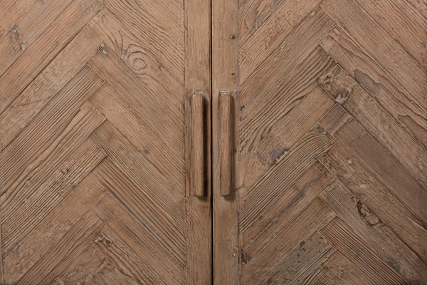 Sarreid Hollis 4 Door Sideboard In Stone Grey With Natural Doors - Stylish Reclaimed Pine Storage Solution Grey  53415-1