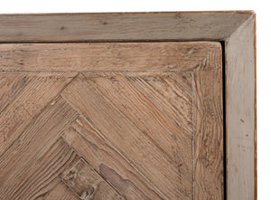 Sarreid Hollis 4 Door Sideboard In Stone Grey With Natural Doors - Stylish Reclaimed Pine Storage Solution Grey  53415-1