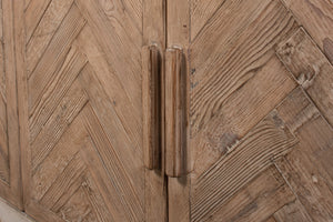 Sarreid Hollis 4 Door Sideboard In Stone Grey With Natural Doors - Stylish Reclaimed Pine Storage Solution Grey  53415-1